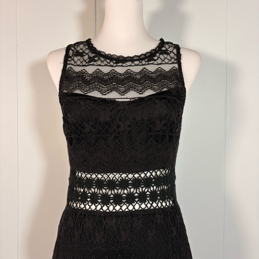 Ark & Co Black Lace Maxi Dress Sleeveless Illusion‎ Sexy Cocktail Whimsigoth - Picture 2 of 7